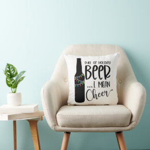 Full of Christmas Beer and Cheer Funny Drinking Cushion
