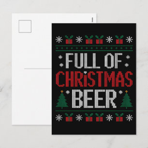 Full Of Christmas Beer And Christmas Cheer Ugly Holiday Postcard