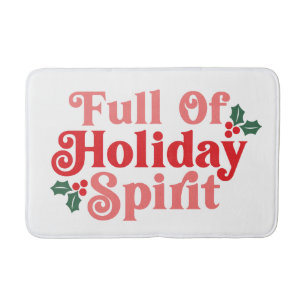 Full of Holiday Spirit - Festive Typography Bath Mat