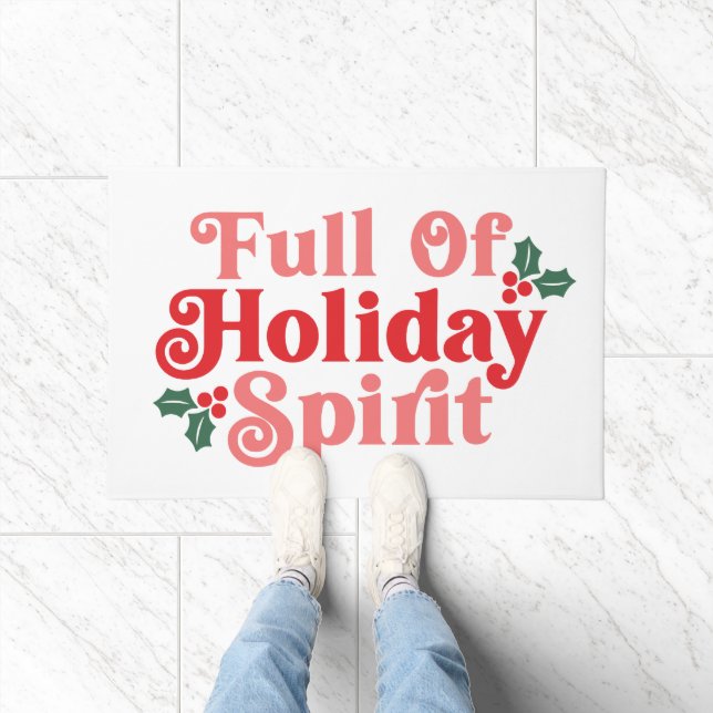 Full of Holiday Spirit - Festive Typography Doormat (Indoor)