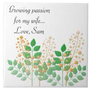 Full of Love Garden Flowers and Leaves Tile