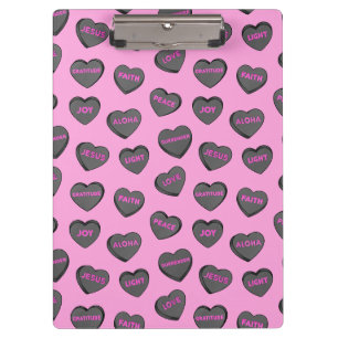 Full of Love Hearts Pattern black pink Clipboard