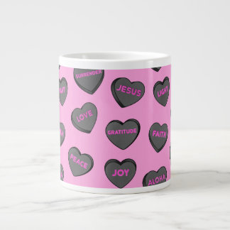 Full of Love Hearts Pattern black pink Large Coffee Mug