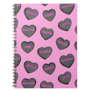 Full of Love Hearts Pattern black pink Notebook
