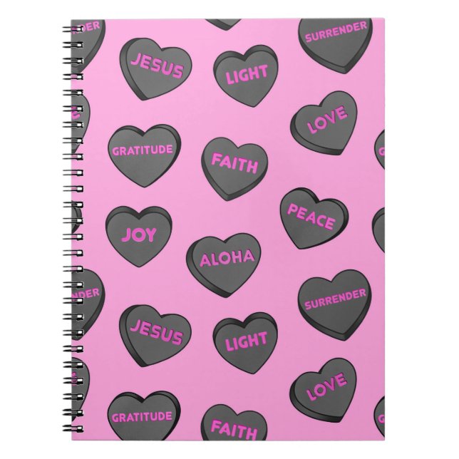 Full of Love Hearts Pattern black pink Notebook (Front)