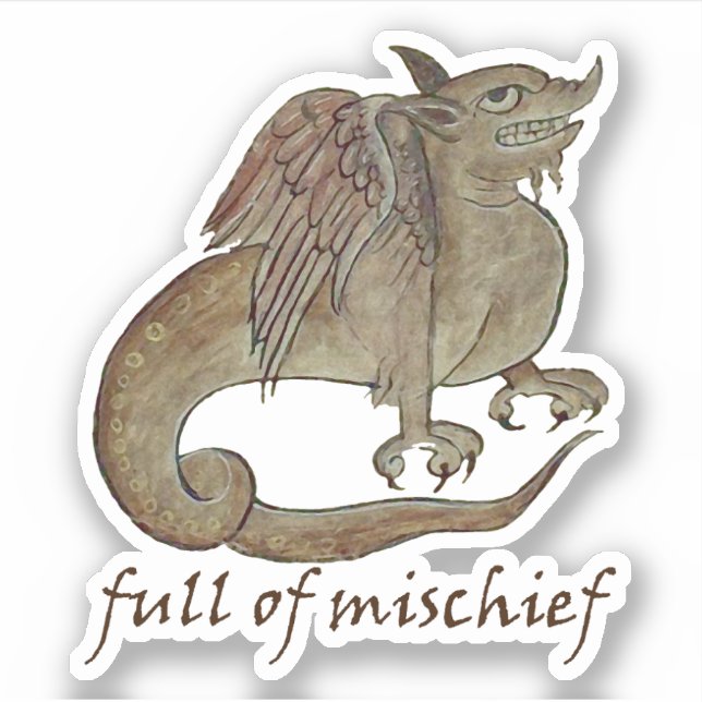 "Full of Mischief" Dragon Vinyl Sticker (Front)