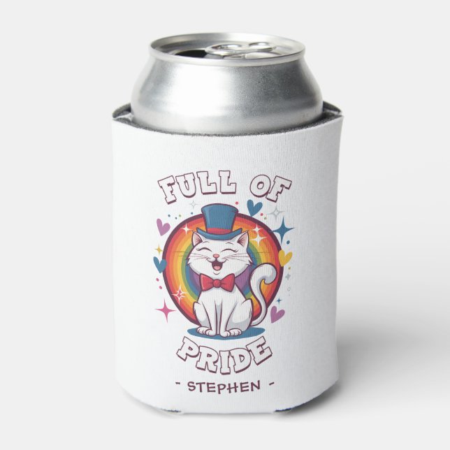 Full of Pride | LGBTQ Cat Pride Can Cooler (Can Front)
