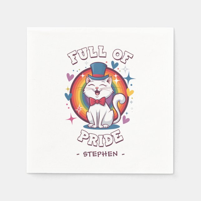 Full of Pride | LGBTQ Cat Pride Napkin (Front)