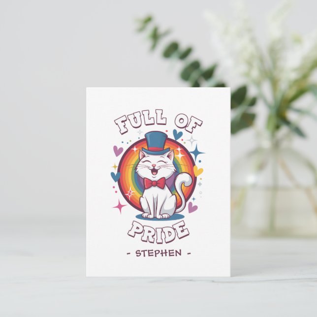 Full of Pride | LGBTQ Cat Pride Postcard (Standing Front)