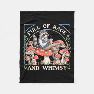 Full Of Rage And Whimsy Funny Racoon Meme Humour Fleece Blanket