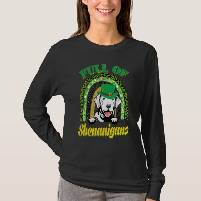 Full Of Shenanigans Akbash Dog  St Patrick's Day T-Shirt (Front)