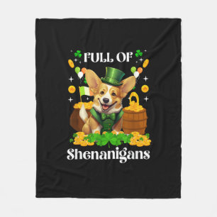 Full Of Shenanigans Corgi St Patrick's Day Dog T-S Fleece Blanket