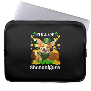 Full Of Shenanigans Corgi St Patrick's Day Dog T-S Laptop Sleeve