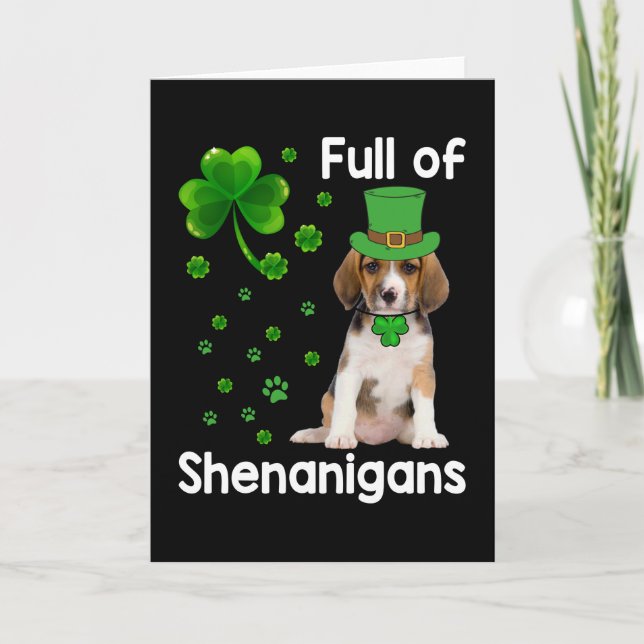 Full of Shenanigans Dog St Patricks Day Card (Front)