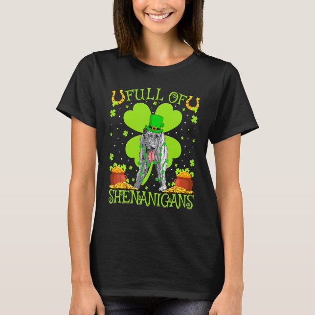 Full Of Shenanigans Irish Wolfhound Dog St Patrick T-Shirt (Front)