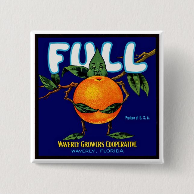 Full - Orange Crate Label 15 Cm Square Badge (Front)