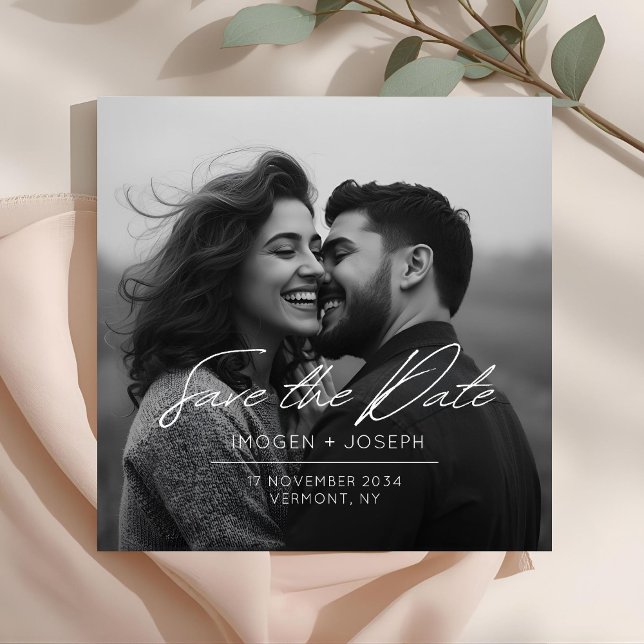 Full Photo Chic Flat Wedding Save The Date Card (Creator Uploaded)
