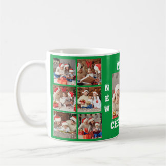 FULL PHOTO COLLAGE MERRY CHRISTMAS MUG GREEN 