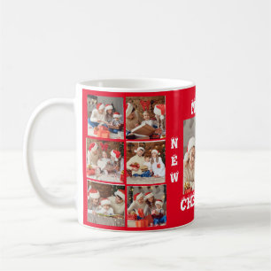 FULL PHOTO COLLAGE MERRY CHRISTMAS MUG RED WHITE