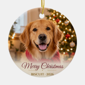 Full Photo Cream Christmas Pet Ceramic Ornament