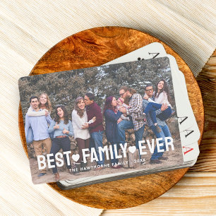 Full Photo Custom Best Family Ever Text Playing Cards