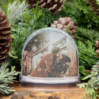 Full Photo Custom Christmas Greetings Elegant Snowglobe