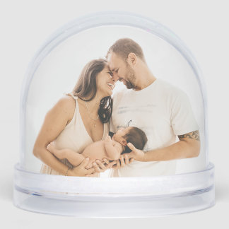 Full Photo Custom Christmas Greetings Elegant Snowglobe