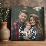 Full Photo - Custom Script Family Text Ceramic Tile<br><div class="desc">A fun way to capture memories and share them with friends. Add a photo and your favourite caption to make a cool gift for friends. A 2nd line of text is available to record the year or add any other text.</div>