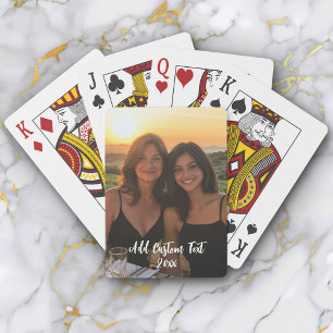 Full Photo Custom Text Anniversary Valentines gift Playing Cards