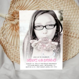Full Photo Customised Any Age Modern Birthday Invitation