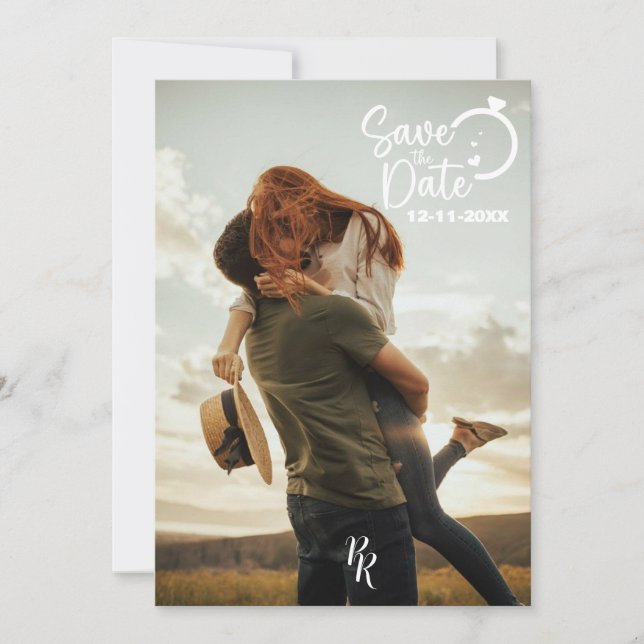 Full Photo Design with Modern Script Save The Date (Front)