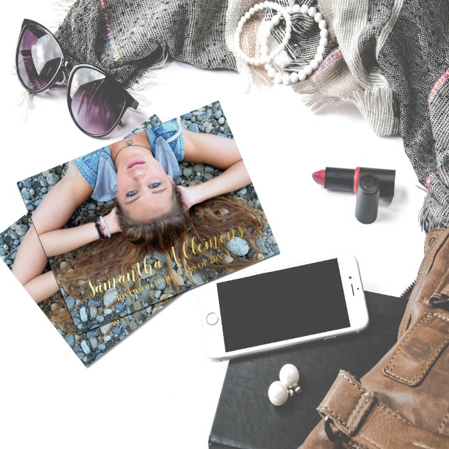 Full Photo Foil Graduation Announcement Postcard (Creator Uploaded)