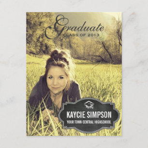 Full Photo Grad Party with Chalkboard Tag Invitation
