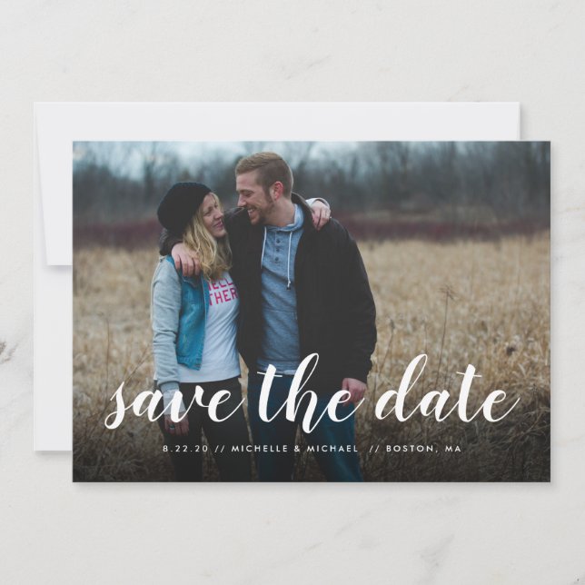 Full Photo Hand Lettering Wedding Save the Date (Front)