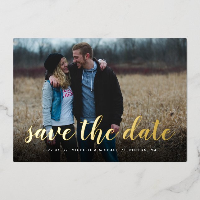 Full Photo Hand Lettering Wedding Save the Date (Front)