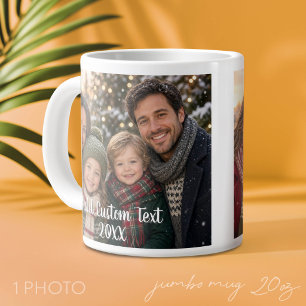 Full Photo Layout with a Modern White Script Text Large Coffee Mug
