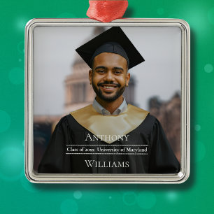 Full Photo Minimalist Graduation  Metal Ornament