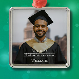 Full Photo Minimalist Graduation  Metal Ornament