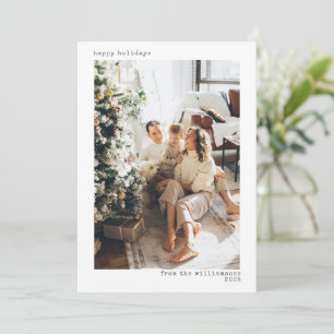 Full Photo Minimalist Modern Typography Happy  Holiday Card
