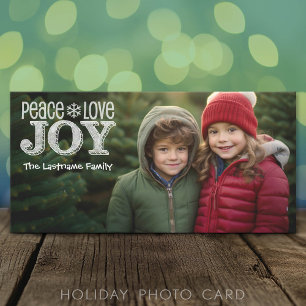 Full Photo Peace Love Joy Christmas Holiday Card