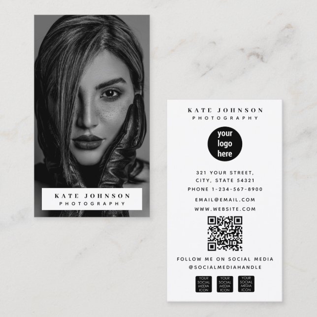 Full Photo Photography Business Logo Website Card (Front/Back)