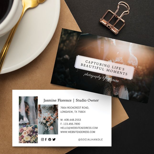 Full Photo Sheer Pearl Nameplate Photography Photo Business Card (Creator Uploaded)