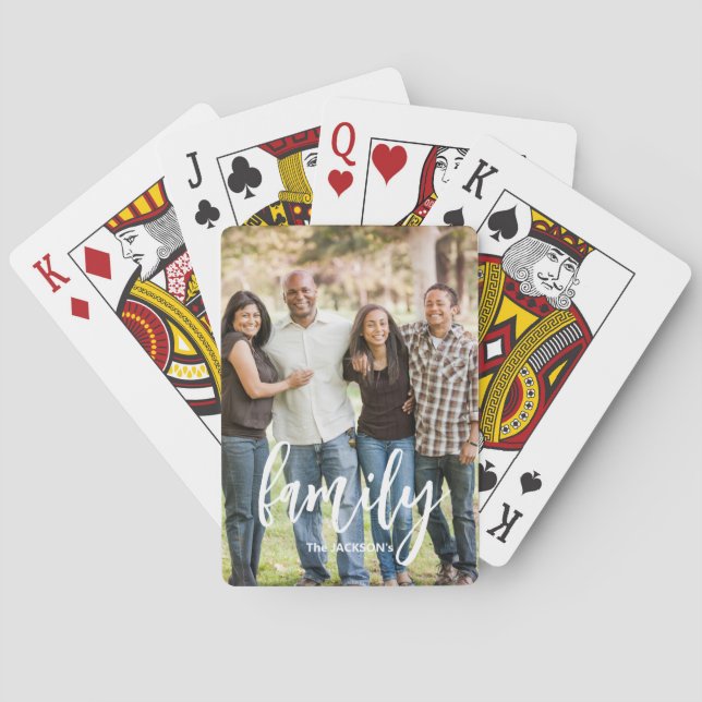 Full Photo - Vertical Custom Script Family Name Playing Cards (Back)