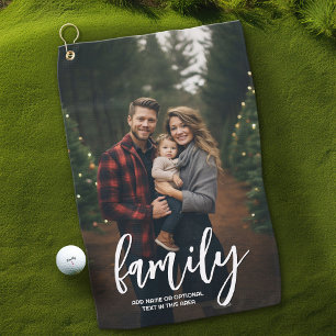 Full Photo - Vertical Custom Script Family Text Golf Towel