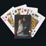 Full Photo with White Overlay Text Playing Cards<br><div class="desc">This deck of playing cards is designed for any couple or family. Add your favourite vertical photo for a wonderful personalised gift. It features a full photo frame with white overlay text for the names of the couple or family.</div>