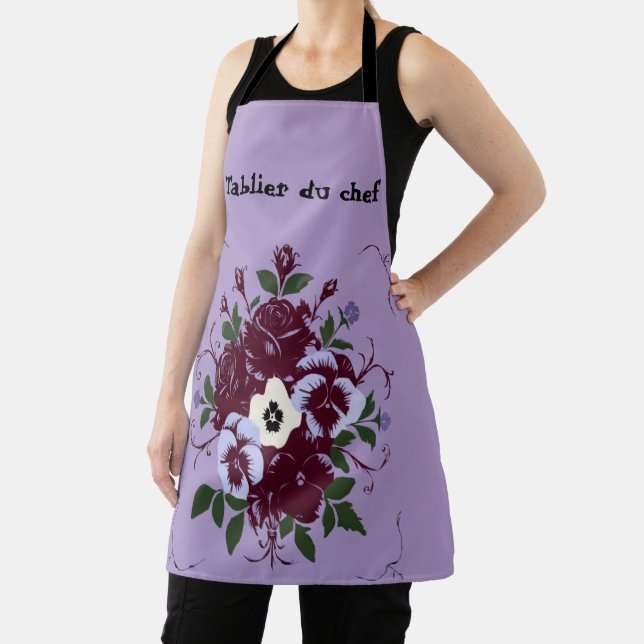 Full Print Apron Violet Bouquet (Insitu)