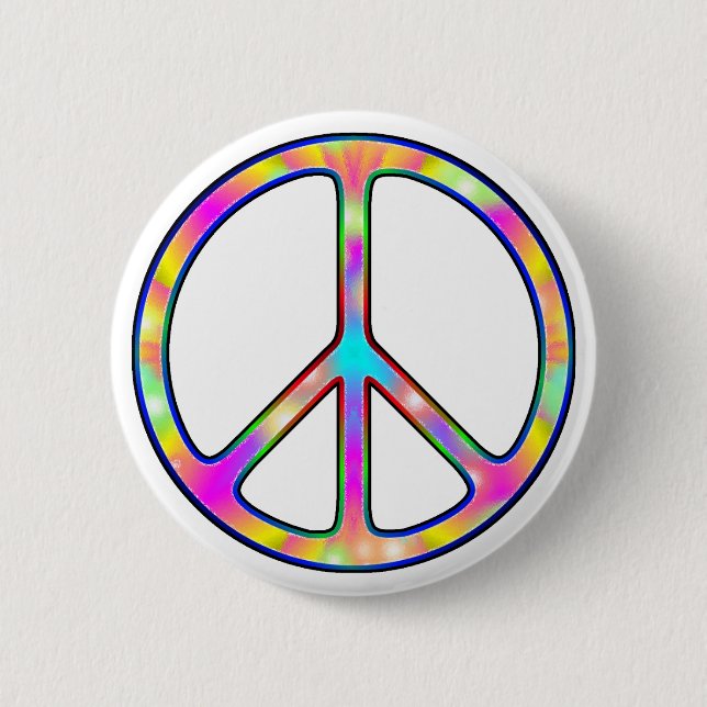 Full Psychedelic Peace Sign 6 Cm Round Badge (Front)