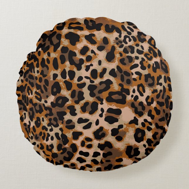 Full seamless jaguar cheetah animal skin pattern. round cushion (Front)