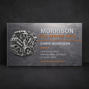 Full Service Auto Motor Metallic Business Card