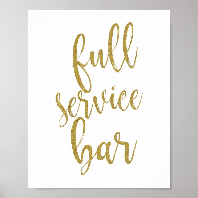 Full Service Bar Glitter 8x10 Wedding Sign (Front)